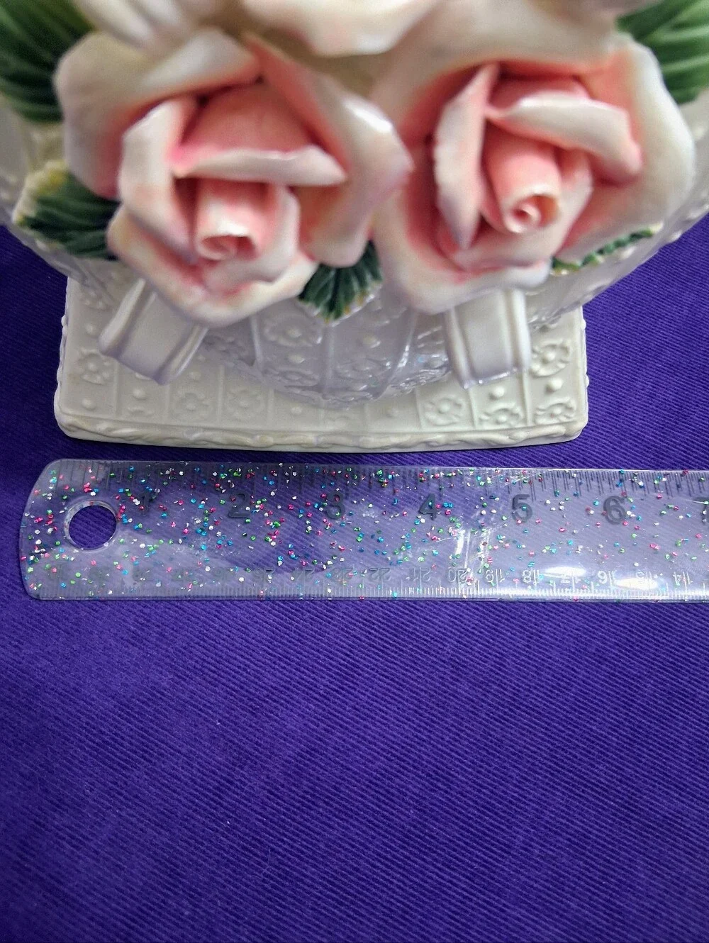Ribbons & Roses Vase Heart Shaped Ceramic Planter Romantic Victorian Vibes